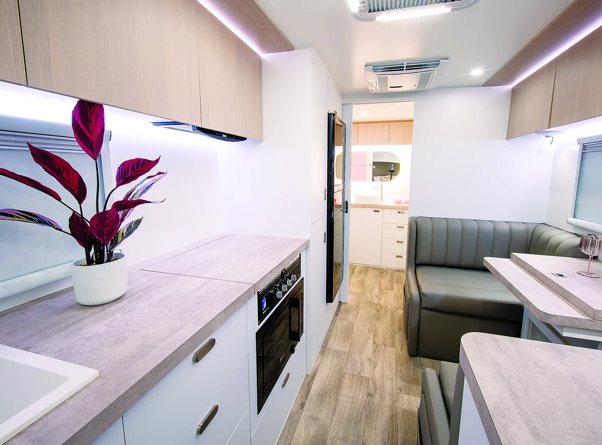 Drive RV Alpha Edition Touring galley and dinette