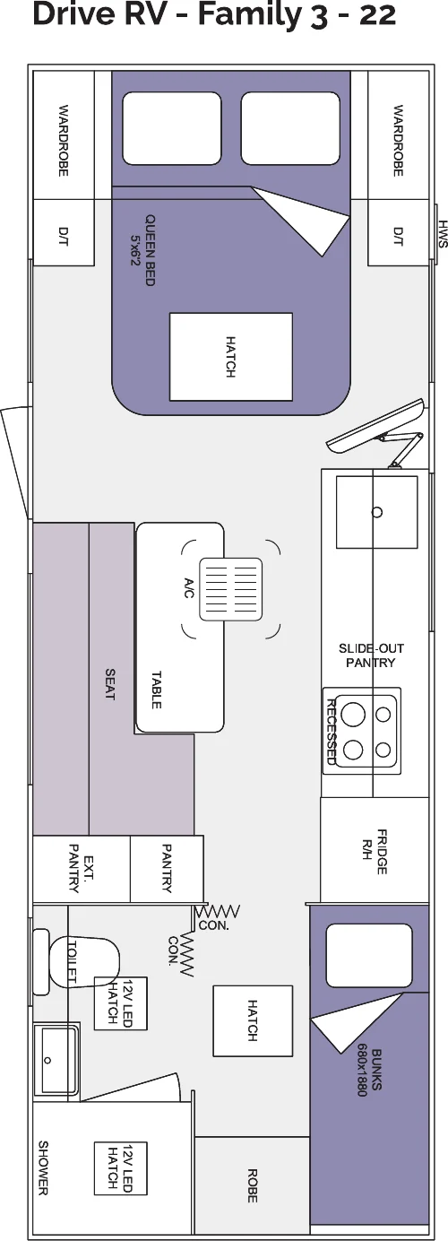 Drive RV - Family 3 - 22’ floorplan
