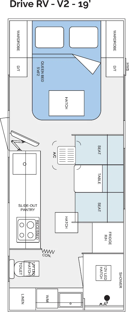 Drive RV - V2 - 19’ floorplan