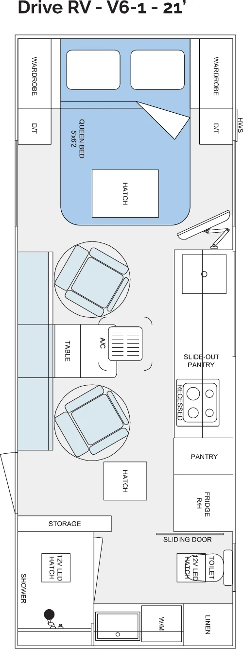 Drive RV - V6-1 - 21’ floorplan